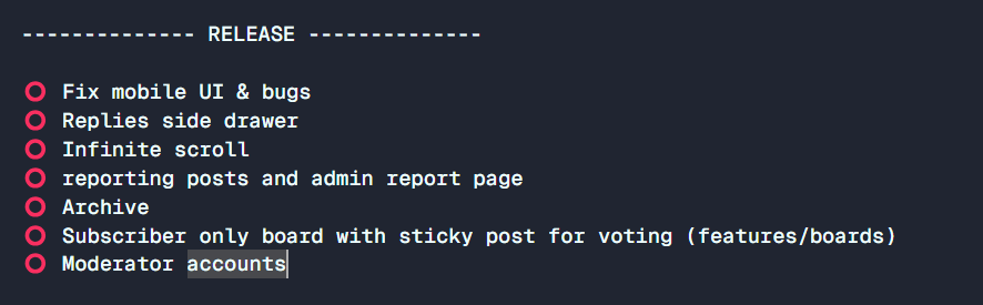 release features checklist